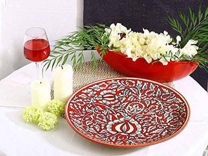 Caffeine Ceramic Handmade Red Mughal Combo Dinner Set (set of 5pcs)