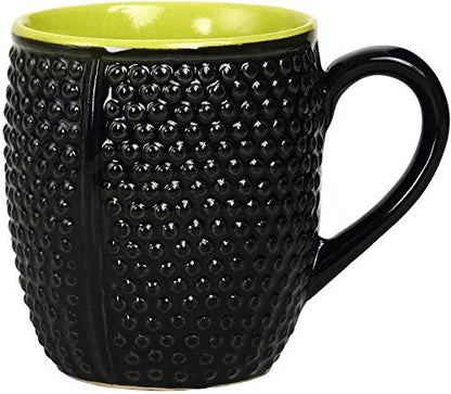 Caffeine Ceramic Handmade Black & Green bubble Coffee Mugs (Set of 4) - Caffeine Premium Stoneware