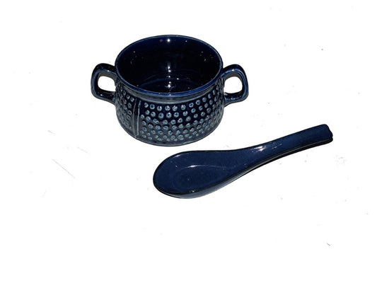 Caffeine Ceramic Hand Made Double Handled Black Soup Bowl (Set of 2) - Caffeine Premium Stoneware