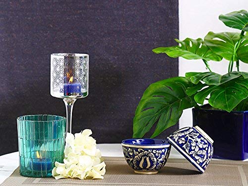 Caffeine Ceramic Handmade Blue Mughal Combo Dinner Set (Set of 3) - Caffeine Premium Stoneware