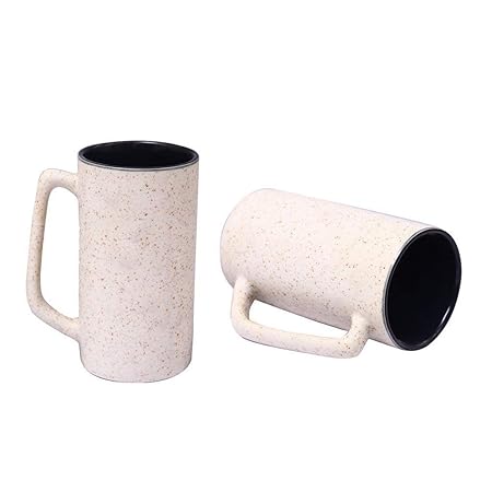 Caffeine Ceramic Handmade White Matte & black Milk Mug (Set of 4) - Caffeine Premium Stoneware