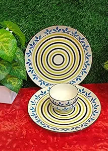 Caffeine Ceramic Handmade Blue asmiya Combo Dinner Set (Set of 4 ) - Caffeine Premium Stoneware