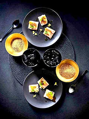 Caffeine Ceramic Black Matte Dinner Plate and Bowls (Set of 4)