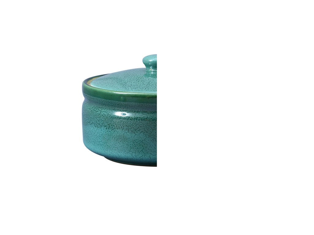 Caffeine Ceramic Handmade Green Ferrous Serving Casserole with Lid (Set of 3) - Caffeine Premium Stoneware