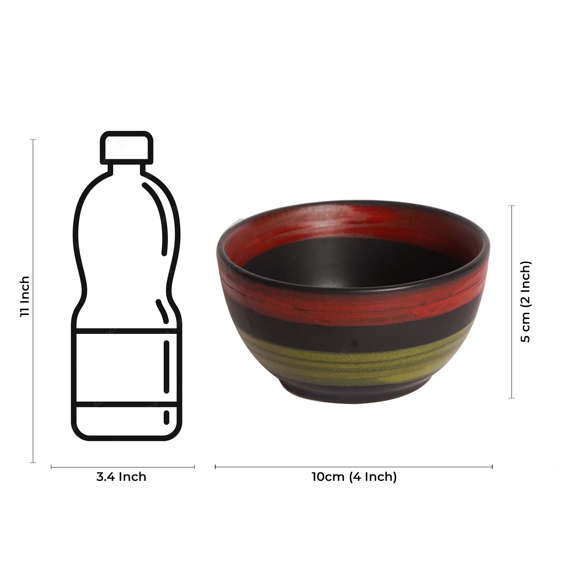 Caffeine Ceramic Handmade Green Chandrakari katori Bowl (Set of 4) - Caffeine Premium Stoneware