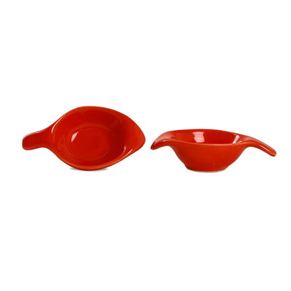 Caffeine Ceramic Handmade Red Glossy Dip and Sauce (Set of 4, 40 ml) - Caffeine Premium Stoneware