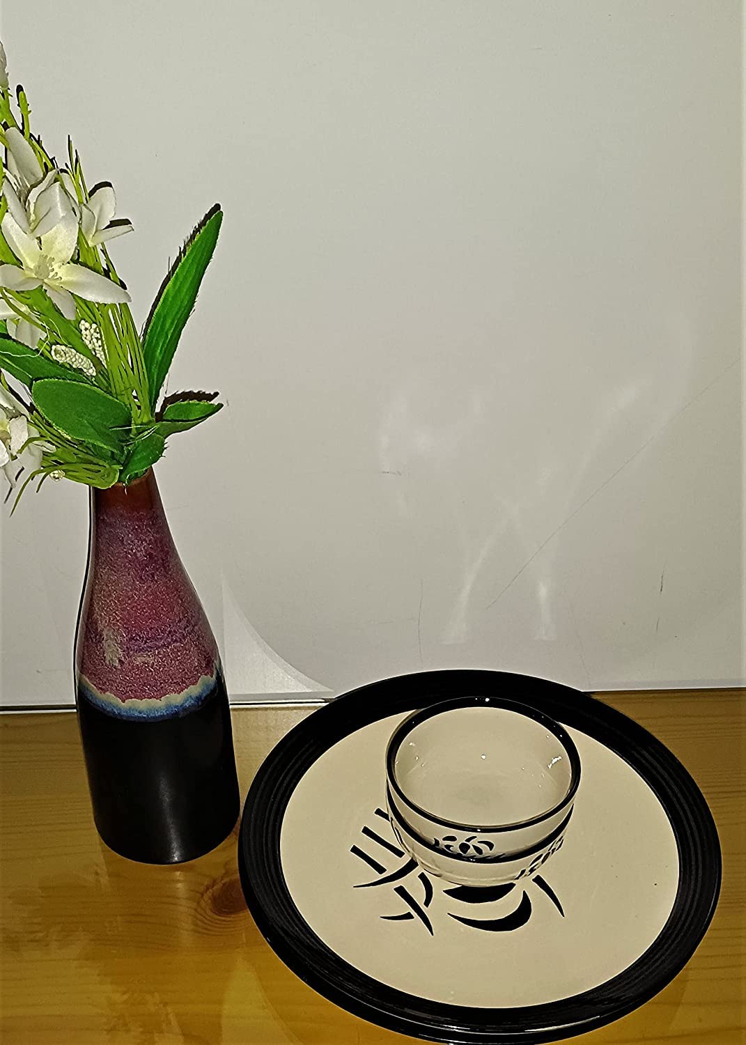 Caffeine Premium Ceramic Handmade Black Imperial Dinner Set of 4 (2 Dinner Plate, 2 Katori Bowl)