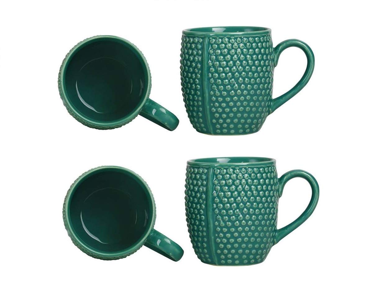 Caffeine Ceramic Handmade Green Bubble Tea Cup  Set of 4 - Caffeine Premium Stoneware