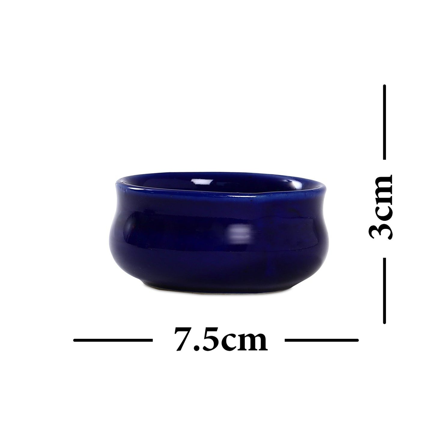 Caffeine Ceramic Stoneware Handmade Glossy Blue Round Dip and Sauce (Set of 6, 50 ml) (Microwave & Dishwasher Safe) - Caffeine Premium Stoneware