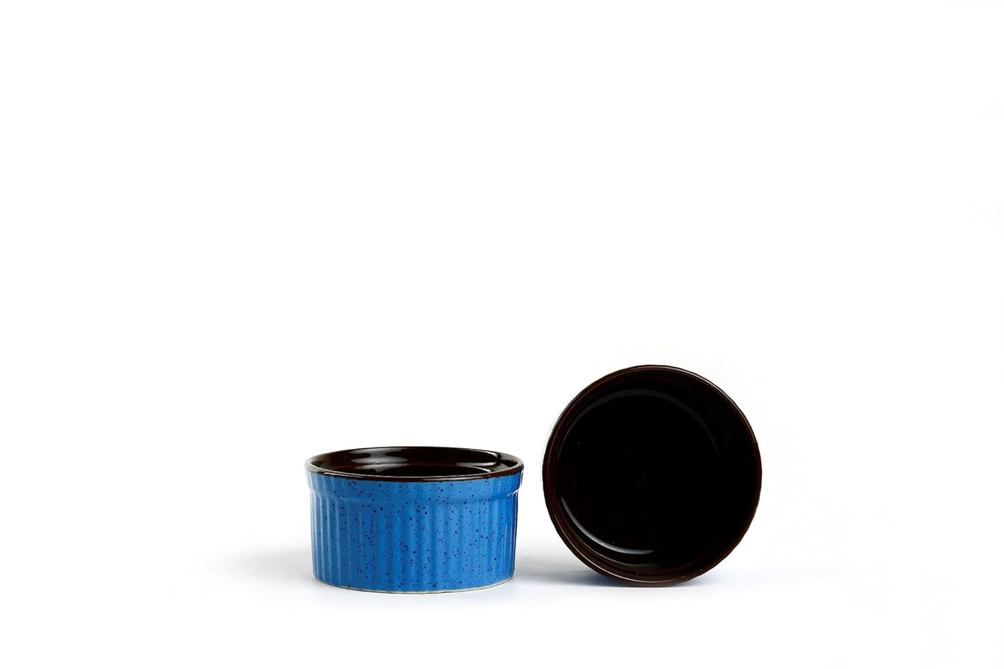 Caffeine Ceramic Handmade Brown & Blue ramekins Bowl (set of 2, 150 ml) - Caffeine Premium Stoneware