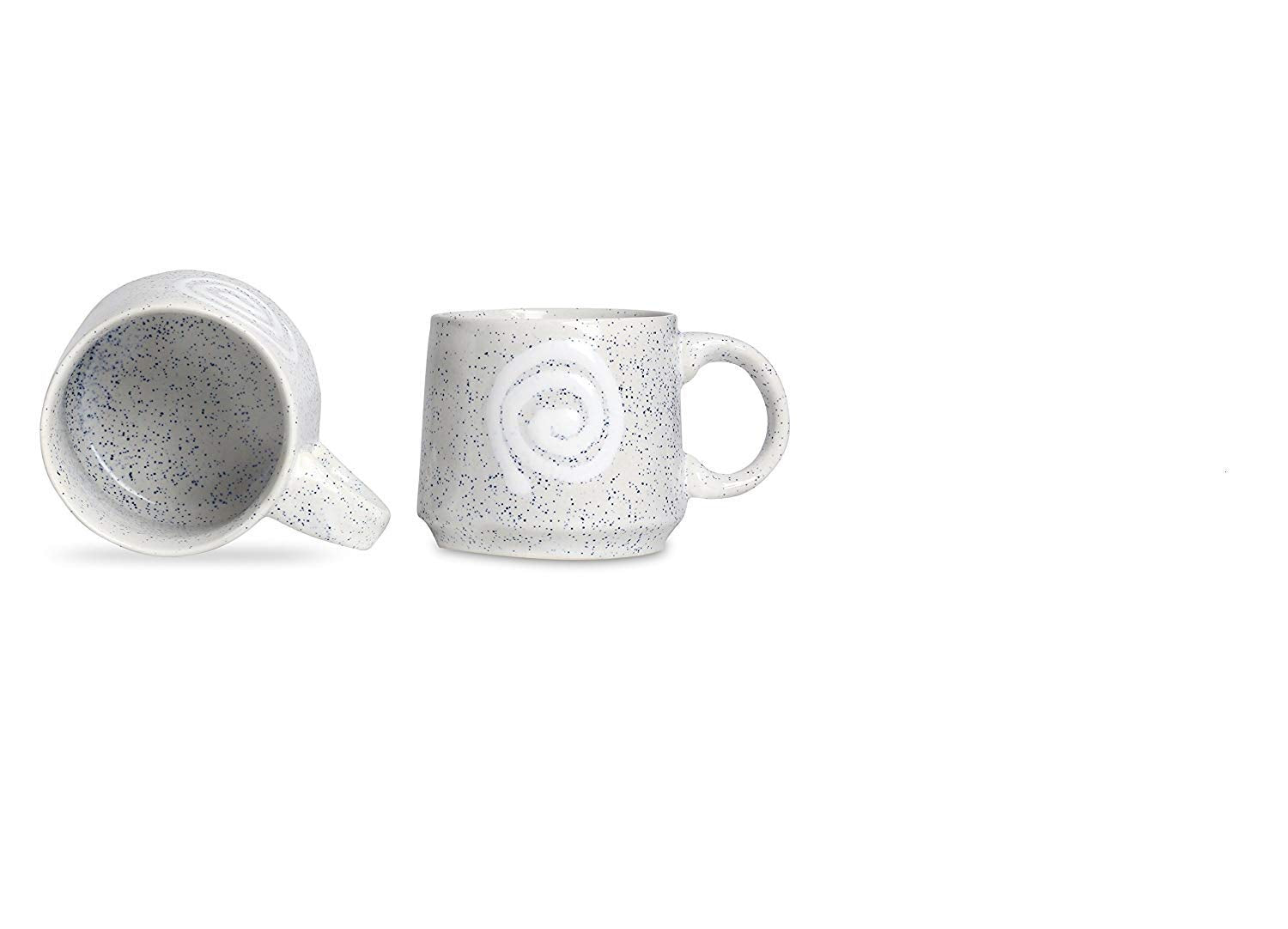 Caffeine Ceramic Handmade White Doodle Tea Cup (Set of 2) - Caffeine Premium Stoneware