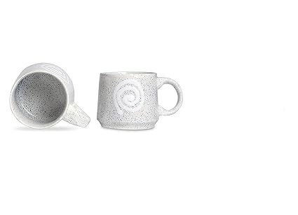 Caffeine Ceramic Handmade White Doodle Tea Cup Set of 4 - Caffeine Premium Stoneware