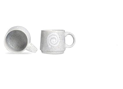 Caffeine Ceramic Handmade White Doodle Tea Cup Set of 4 - Caffeine Premium Stoneware