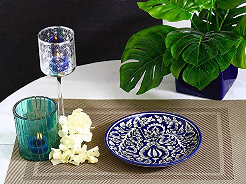 Caffeine Ceramic Handmade Blue Mughal Combo Dinner Set (Set of 3) - Caffeine Premium Stoneware