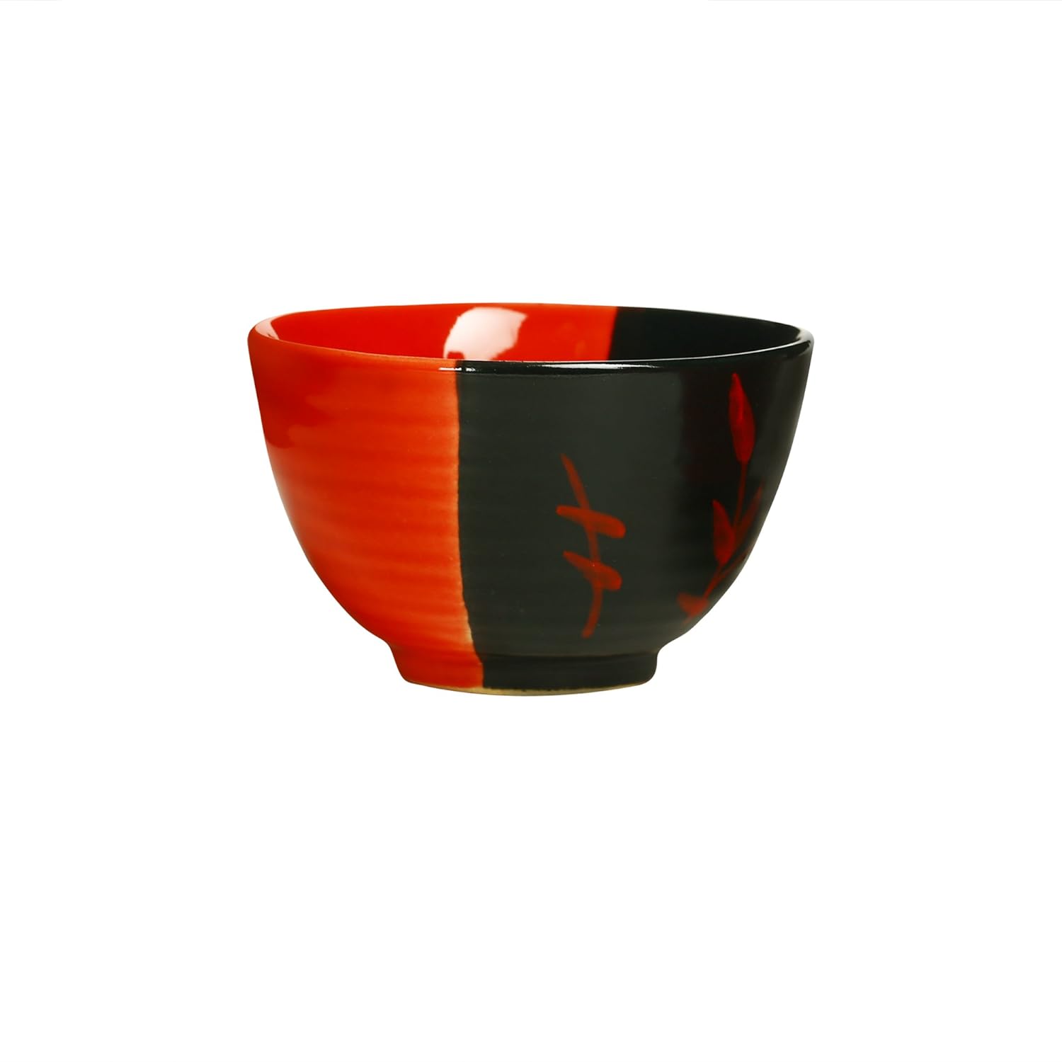 Caffeine Ceramic Handmade Black Red Dual Shade Dessert Bowl (Set of 2, 150 ml) - Caffeine Premium Stoneware