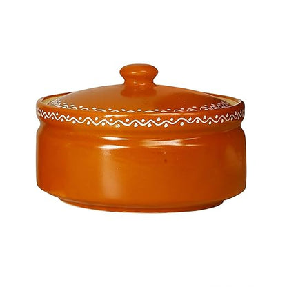 Caffeine Ceramic Handmade Brown Terracotta Serving Donga Casserole (Set of 1, Medium)