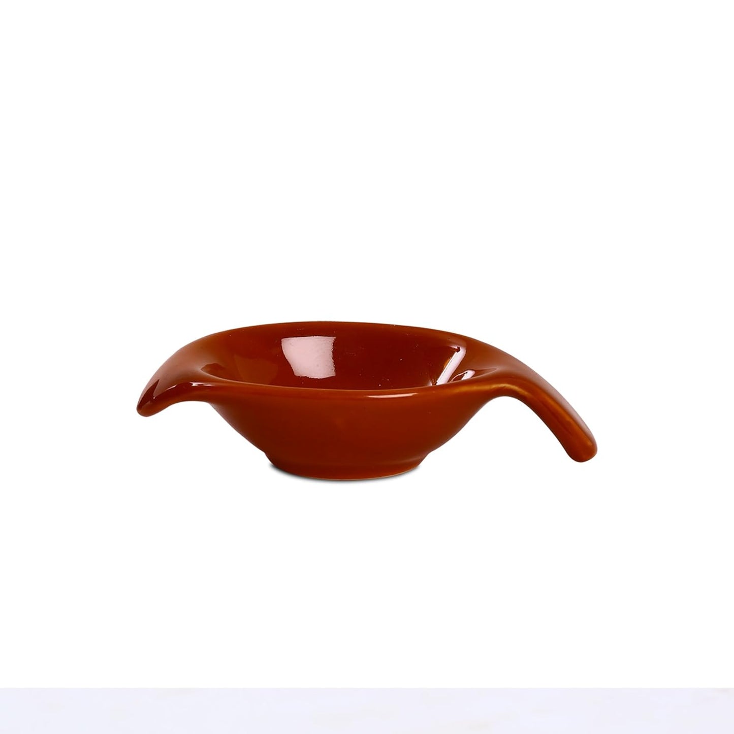 Caffeine Ceramic Stoneware Handmade Dark Brown Glossy Diya Dip and Sauce (Set of 2, 40 ml) - Caffeine Premium Stoneware