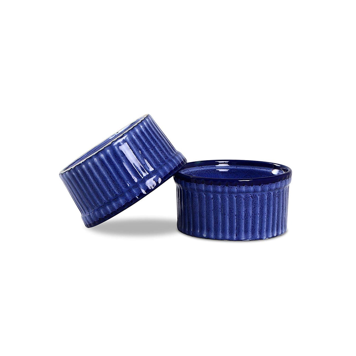 Caffeine Ceramic Handmade Glossy Blue Ramekin bowl (Set of 4, 150 ml) - Caffeine Premium Stoneware