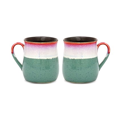 Caffeine Ceramic Handmade Multicolor Studio Tea Cups (Set of 6) - Caffeine Premium Stoneware