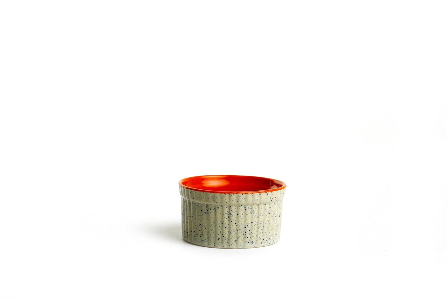 Caffeine Ceramic Handmade Matte Cream & Orange Ramekin Bowl (set of 6,) - Caffeine Premium Stoneware