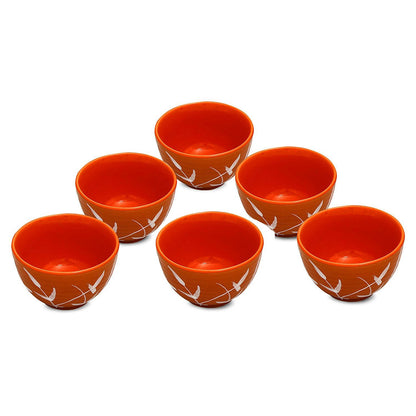 Caffeine Ceramic Handmade Wooden Brown Dessert Bowl (Set of 6) - Caffeine Premium Stoneware