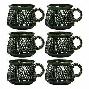 Caffeine Ceramic Handmade Green Bubble Tea Cups (Set of 6 pcs) - Caffeine Premium Stoneware