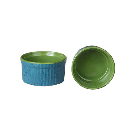 Caffeine Ceramic Handmade Blue & Green Ramekins bowl (Set of 2) - Caffeine Premium Stoneware