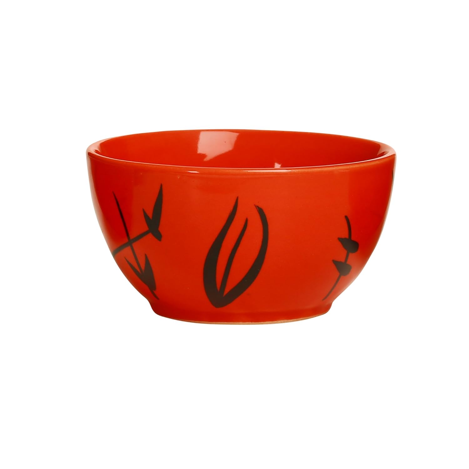 Caffeine Ceramic Handmade red Bamboo Dessert Bowl (Set of 4, 150 ml) - Caffeine Premium Stoneware