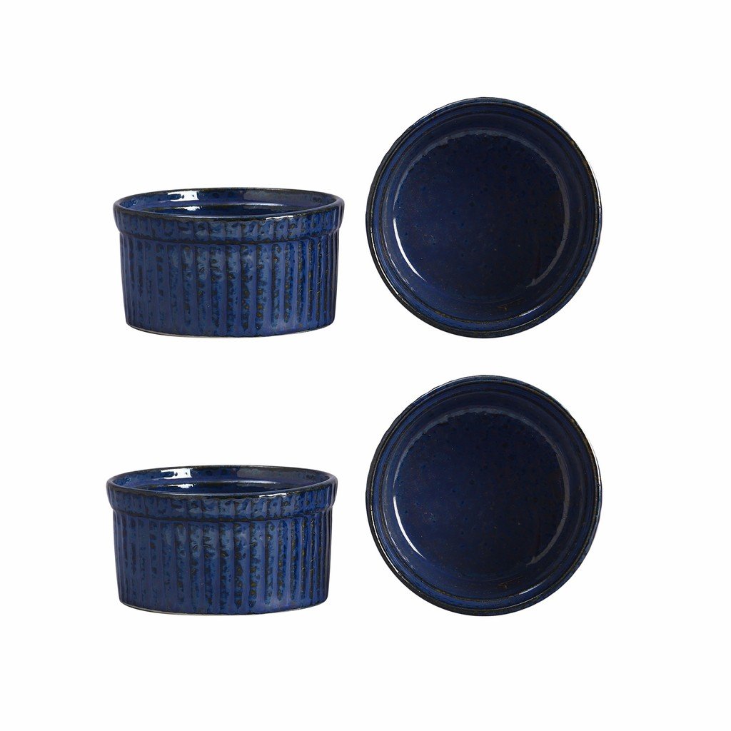 Caffeine Ceramic Handmade Blue Metallic Ramekins Bowl (Set of 4) - Caffeine Premium Stoneware