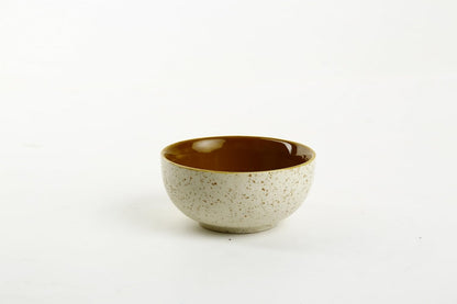 Caffeine Ceramic Handmade Cream and Mustard Dessert Bowl (Set of 2, 150 ml) - Caffeine Premium Stoneware