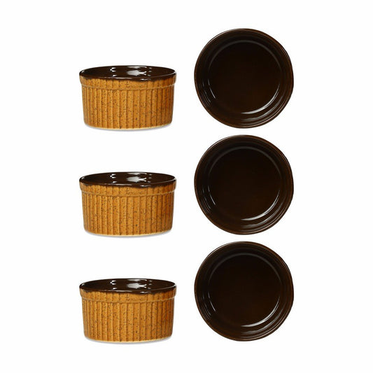 Caffeine Ceramic Handmade Mustard Brown Ramekins Bowls (Set of 6) - Caffeine Premium Stoneware