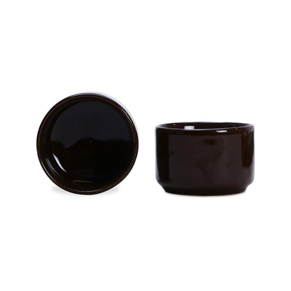 Caffeine Ceramic Handmade Glossy Black Dip and Sauce (Set of 2, 50 ml) - Caffeine Premium Stoneware