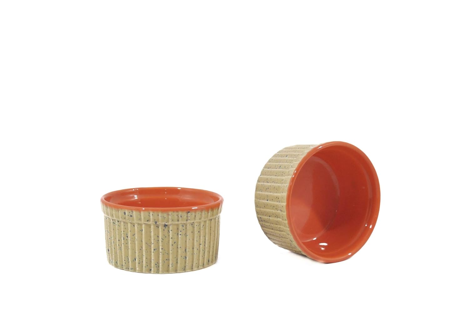 Caffeine Ceramic Handmade Orange & Cream Ramekins bowl (Set of 2) - Caffeine Premium Stoneware