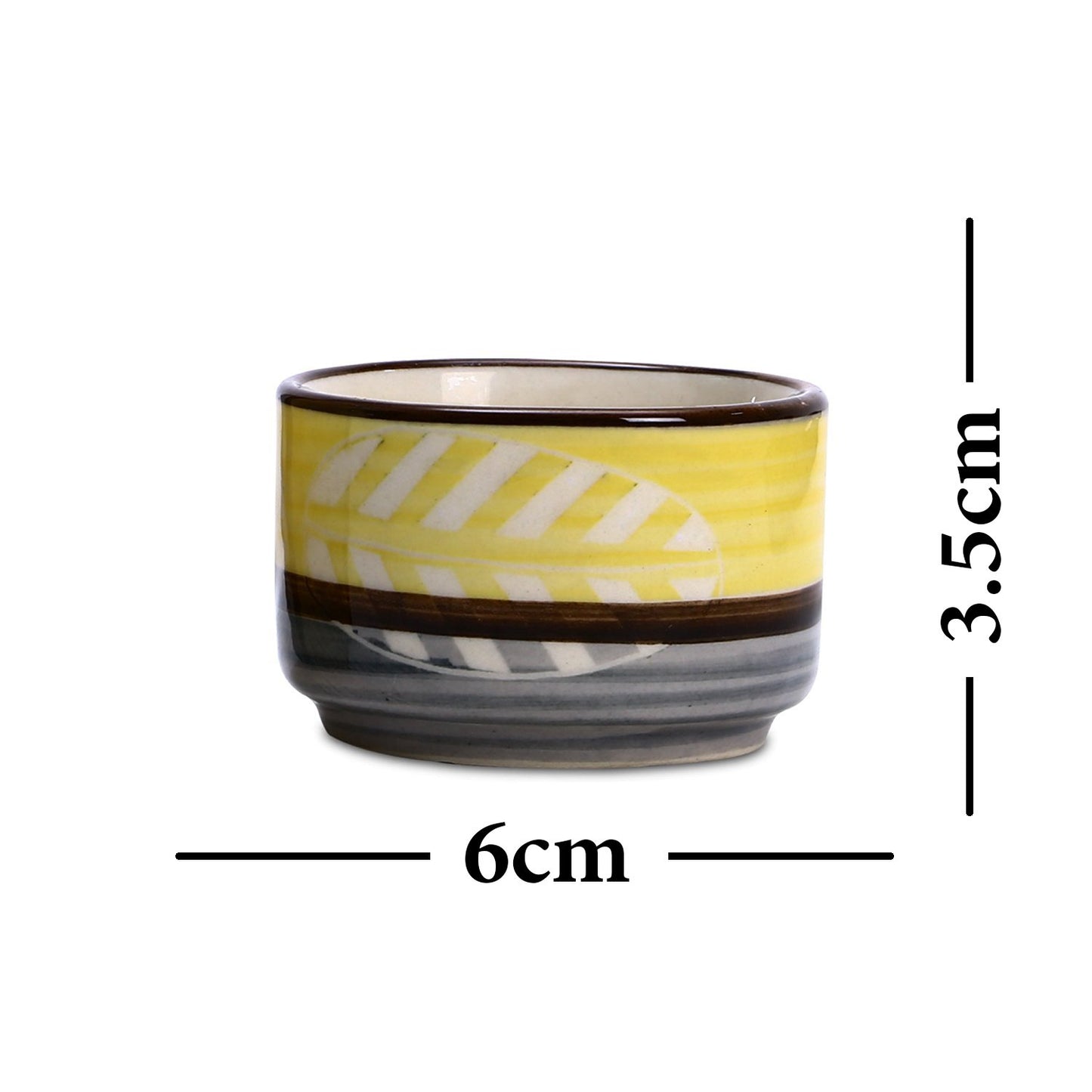 Caffeine Ceramic Handmade Yellow & Grey Leaf Dip and Sauce (Set of 4, 50 ml) - Caffeine Premium Stoneware