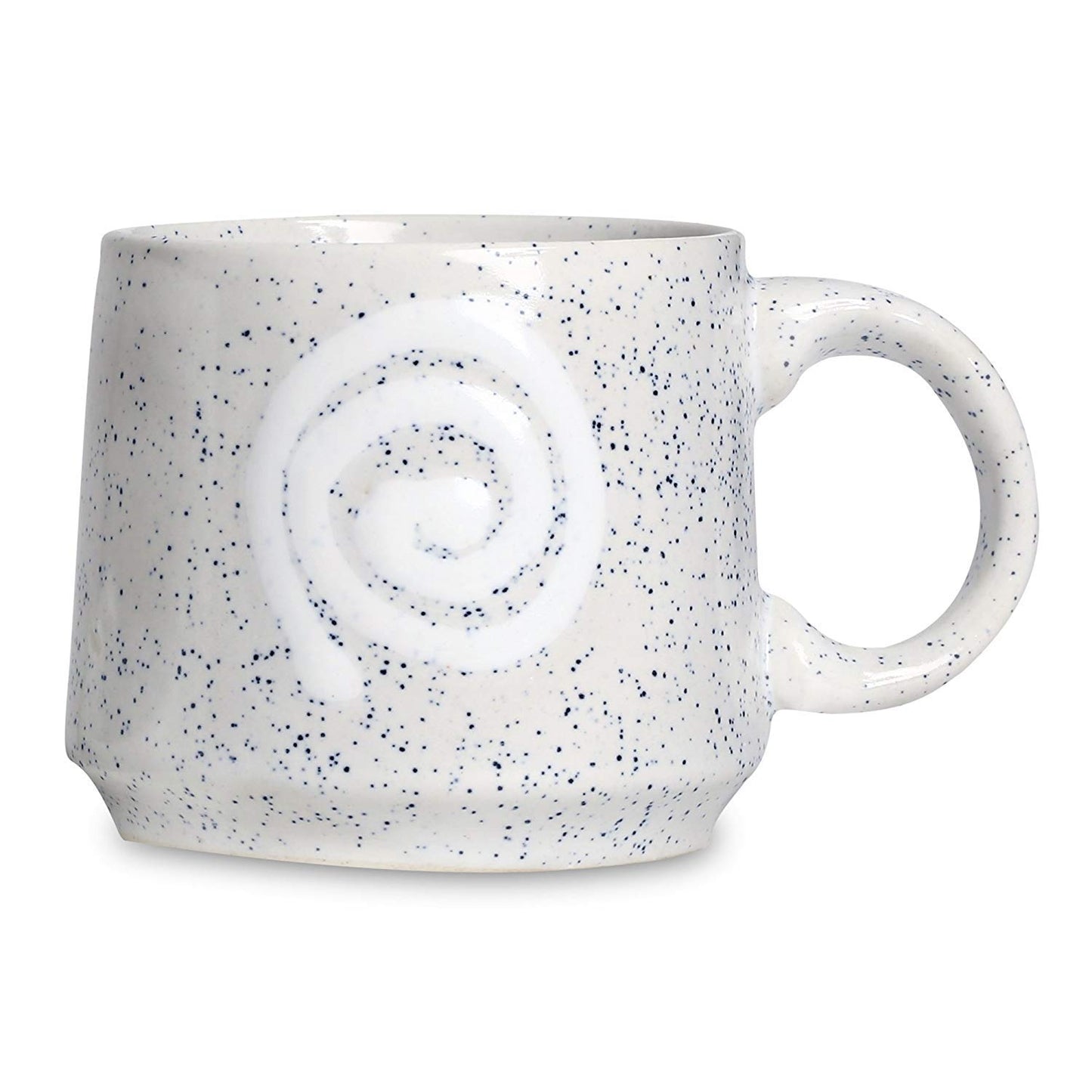 Caffeine Ceramic Handmade White Doodle Tea Cup (Set of 2) - Caffeine Premium Stoneware