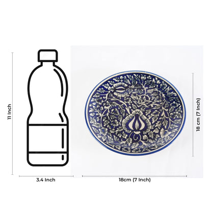 Caffeine Ceramic Handmade Stoneware Blue Mughal Quarter Plate 7”(Set of 2 , Dishwasher & Microwave Safe ) - Caffeine Premium Stoneware