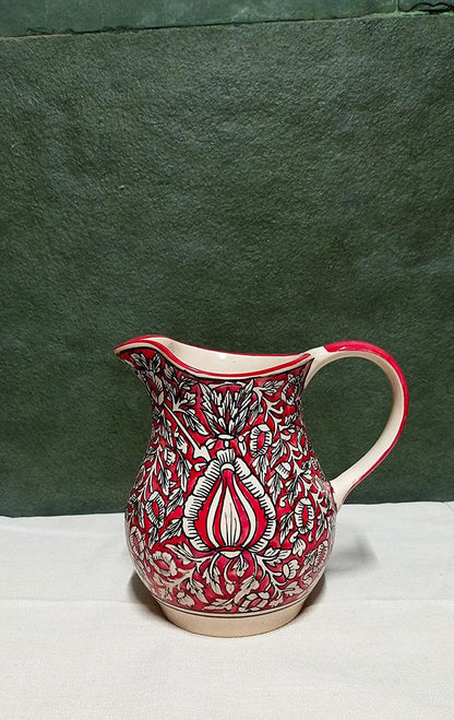 Caffeine Ceramic Handmade Stoneware Red Mughal Water jug (Set of 1, 1400 ml) - Caffeine Premium Stoneware