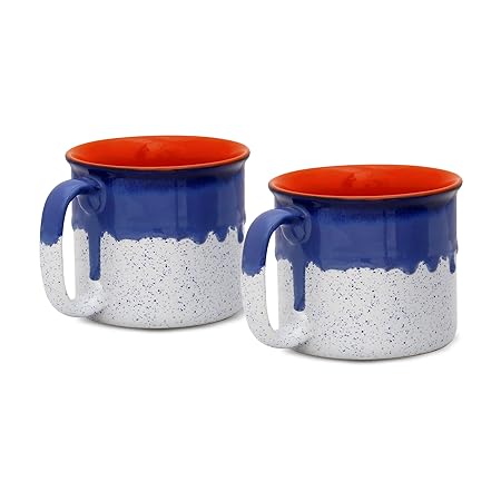 Caffeine Ceramic Stoneware Handmade Blue & White Studio Maggie Mug (Set of 2) - Caffeine Premium Stoneware