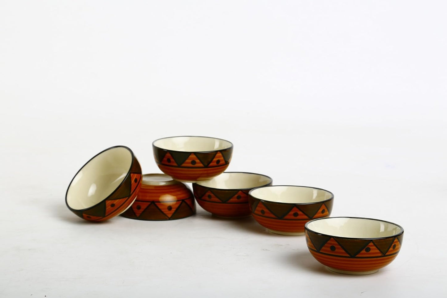 Caffeine Ceramic Handmade Brown soorya Dessert Bowl (Set of 6, 150 ml) - Caffeine Premium Stoneware