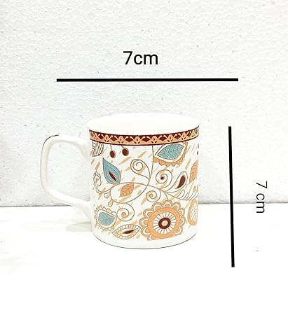 Caffeine Ceramic Handmade White & Gold Floral Tea cup set (set of 6) - Caffeine Premium Stoneware