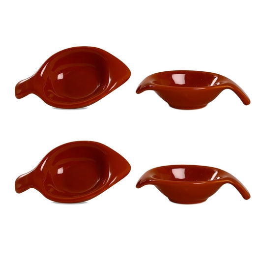 Caffeine Ceramic Stoneware Handmade Brown Glossy Dip and Sauce (Set of 4, 40 ml) - Caffeine Premium Stoneware