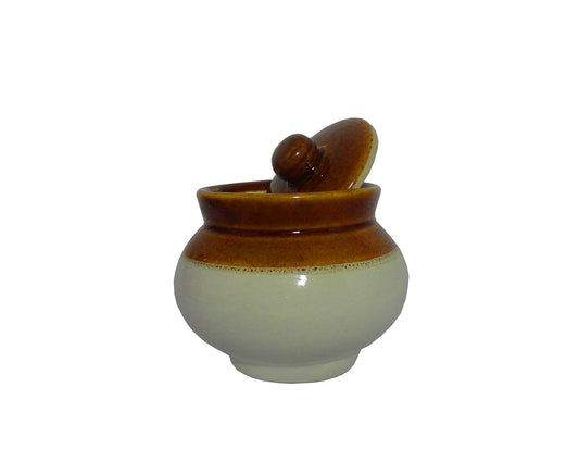 Caffeine Ceramic Stonewear Handmade mustard Martban Barni/Pickle Jar (Set of 1) - Caffeine Premium Stoneware