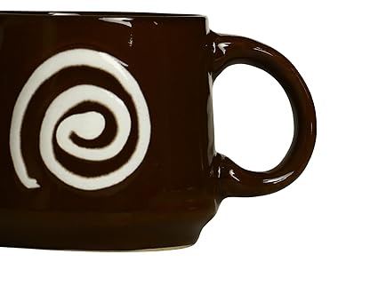 Caffeine Ceramic Handmade Brown Doodle Print Tea Cup Set of 2 - Caffeine Premium Stoneware