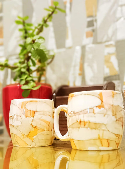 Caffeine Ceramic Handmade Yellow Tea Cup Set Set of 2 - Caffeine Premium Stoneware