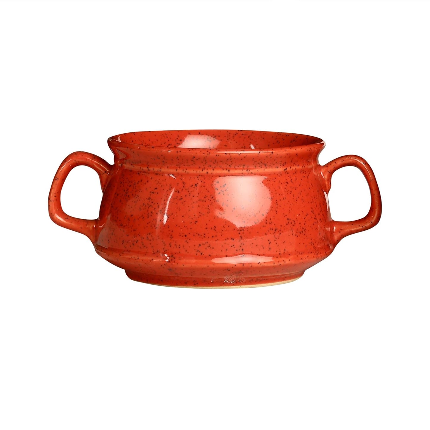 Caffeine Ceramic Handmade Red Double Handle Soup Bowls Set 6 - Caffeine Premium Stoneware