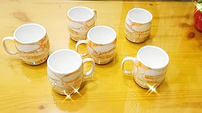 Caffeine Ceramic Handmade Yellow Floral Tea Cup Set (Set of 6) - Caffeine Premium Stoneware