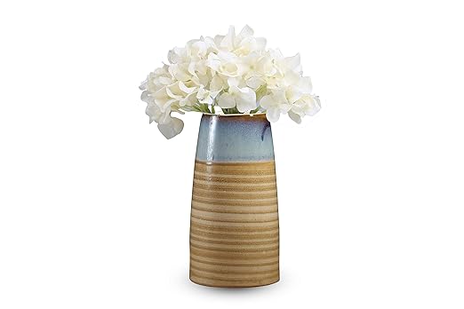 Caffeine Ceramic Handmade Cream &amp; Mustard Studio Flower Vase (1 Pc)