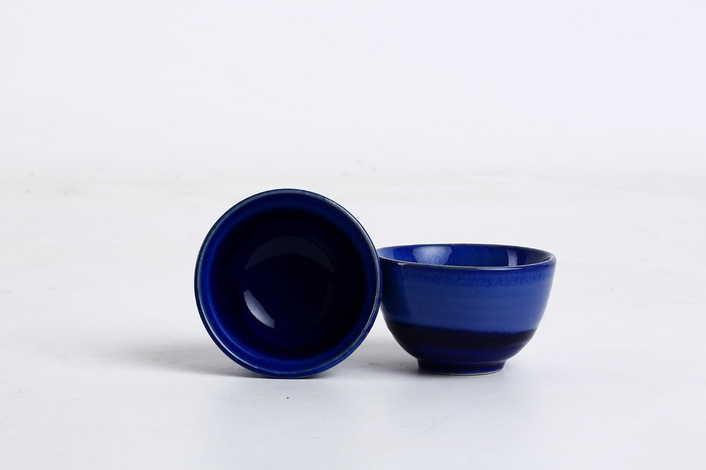 Caffeine Ceramic Handmade Blue & Black Studio Dessert Bowl (Set of 2, 150 ml) - Caffeine Premium Stoneware