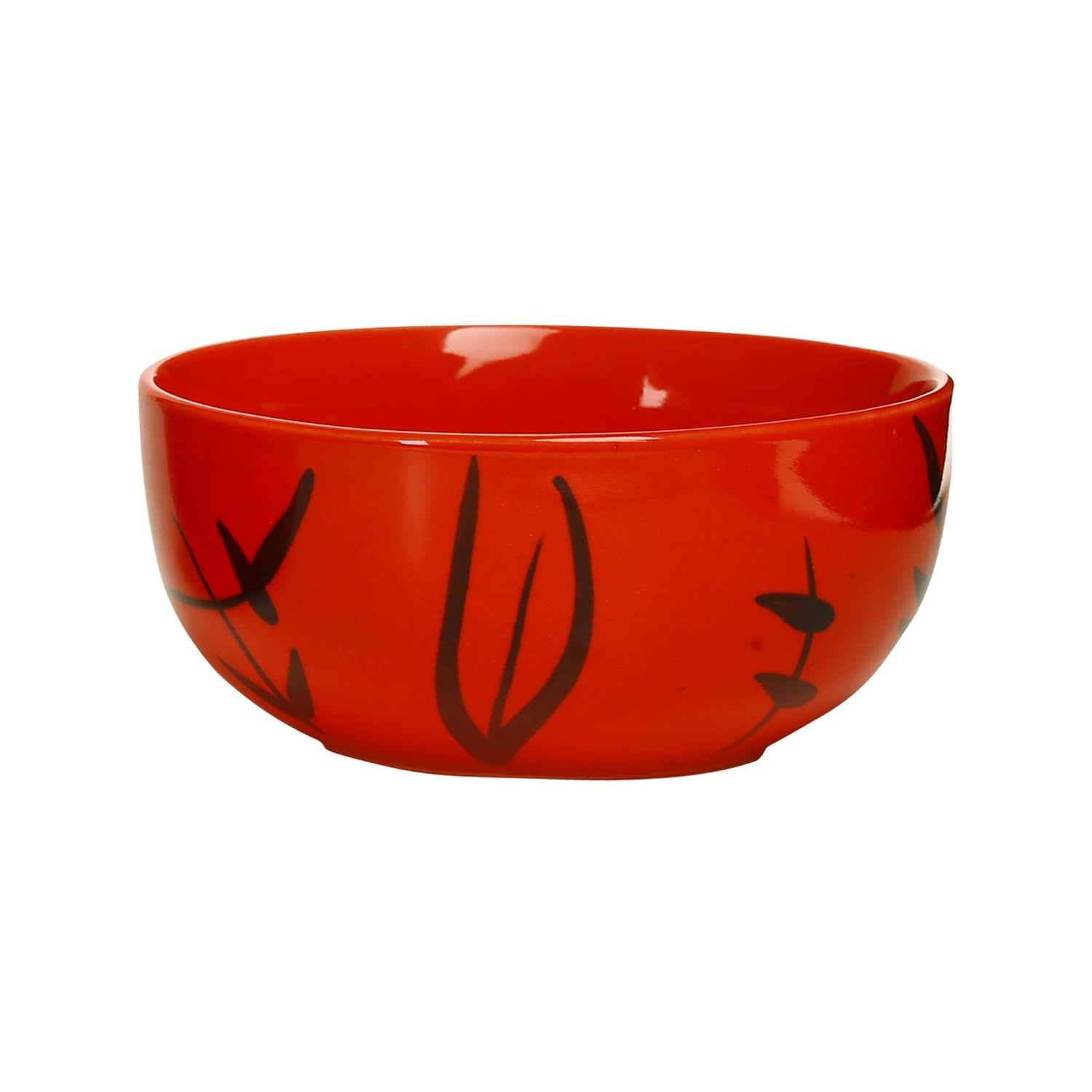 Caffeine Ceramic Handmade red Bamboo Soup Bowl with Spoon Set  4 - Caffeine Premium Stoneware