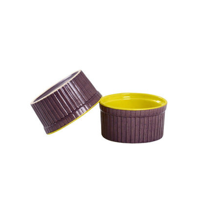 Caffeine Ceramic Handmade Purple And Yellow Ramekins Bowl- (Set of 2) - Caffeine Premium Stoneware